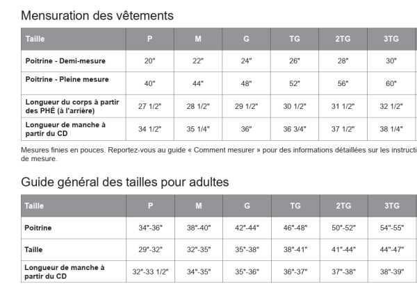 Image - Guide des tailles
