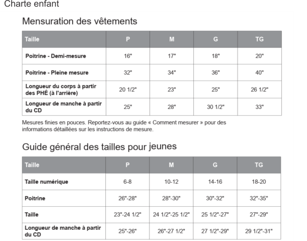 Image - Guide des tailles