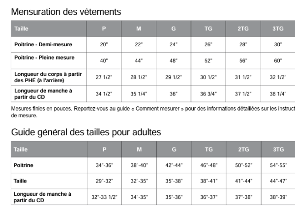 Image - Guide des tailles