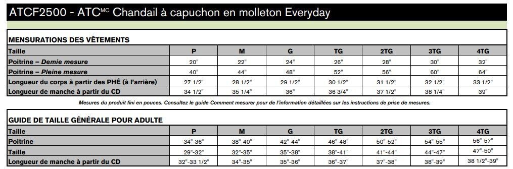 Image - Guide des tailles