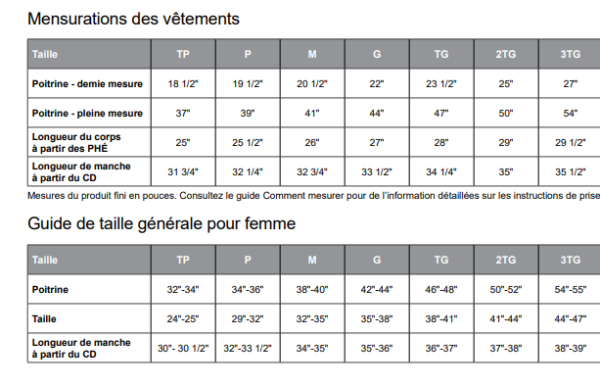Image - Guide des tailles